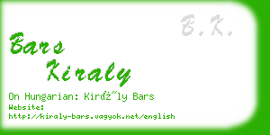 bars kiraly business card